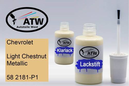 Chevrolet, Light Chestnut Metallic, 58 2181-P1: 20ml Lackstift + 20ml Klarlack - Set, von ATW Autoteile West.